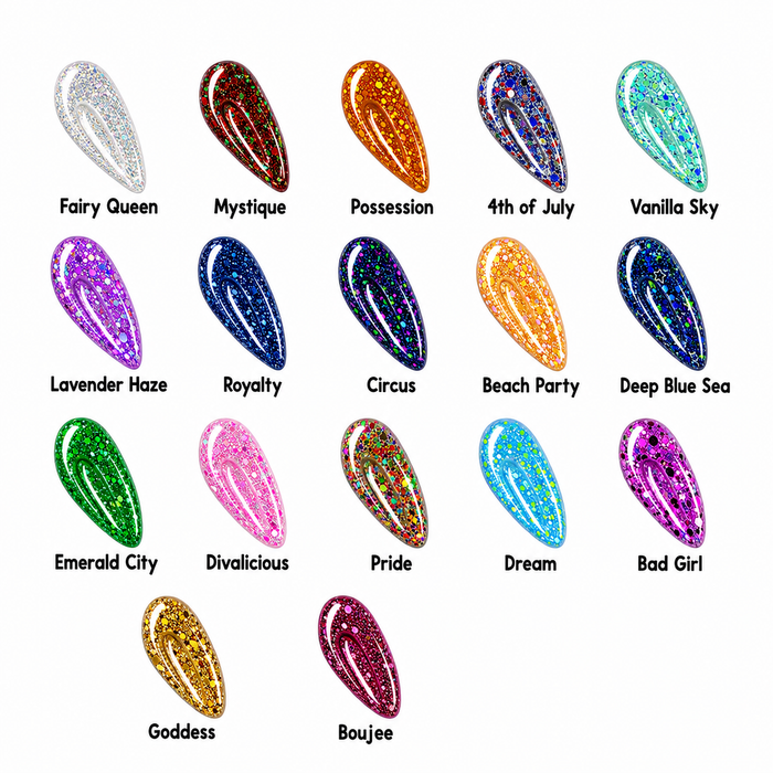 Glitter Acrylic Nail Powder Collection 2 – 17 Shades | Drip Lab Nail Co.