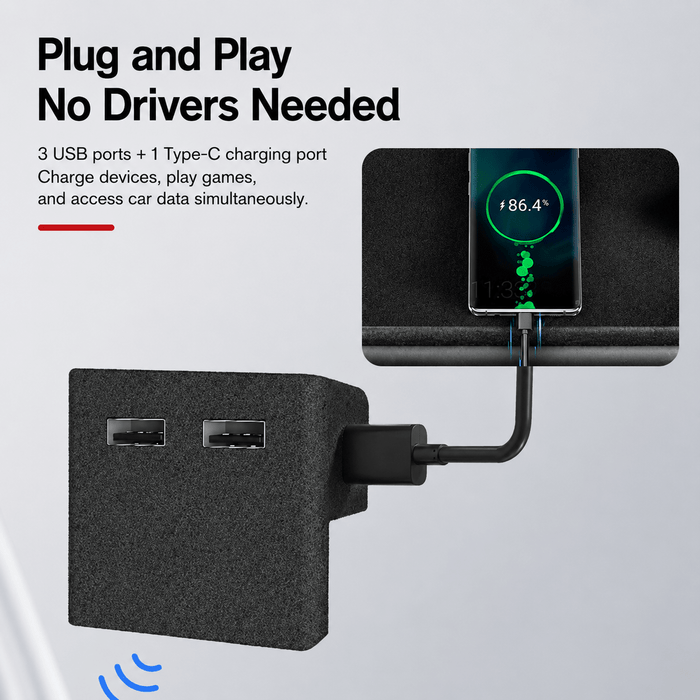 Glove Box USB Docking Station for Model Y Juniper & Model 3 Highland - 4 Ports | Plug - and - Play - Tesery Official Store