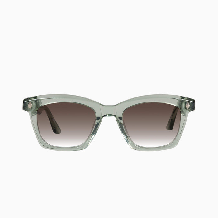 Transparent Sage w. Matte Silver Metal / Brown Gradient lens