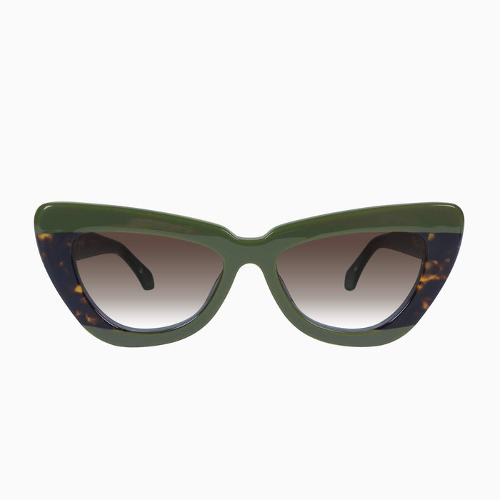 Army Green Clear Tort Splice w. Gold Metal / Brown Gradient Lens