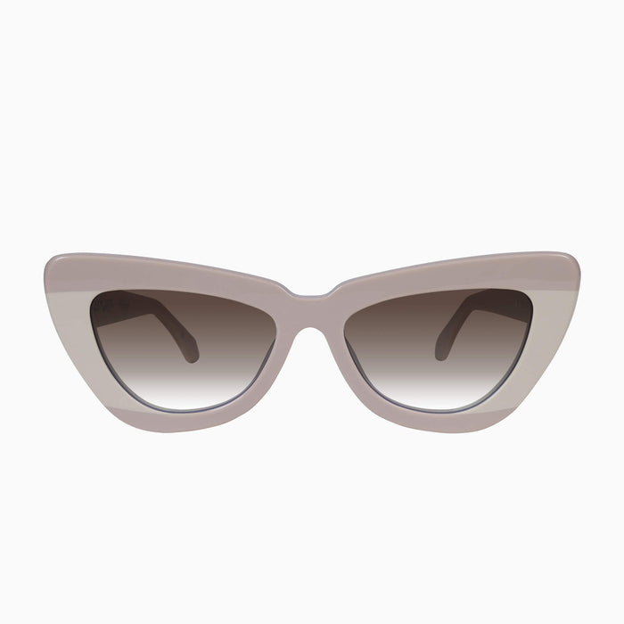 Light Tan Biege Splice w. Rose Gold Metal / Brown Gradient Lens