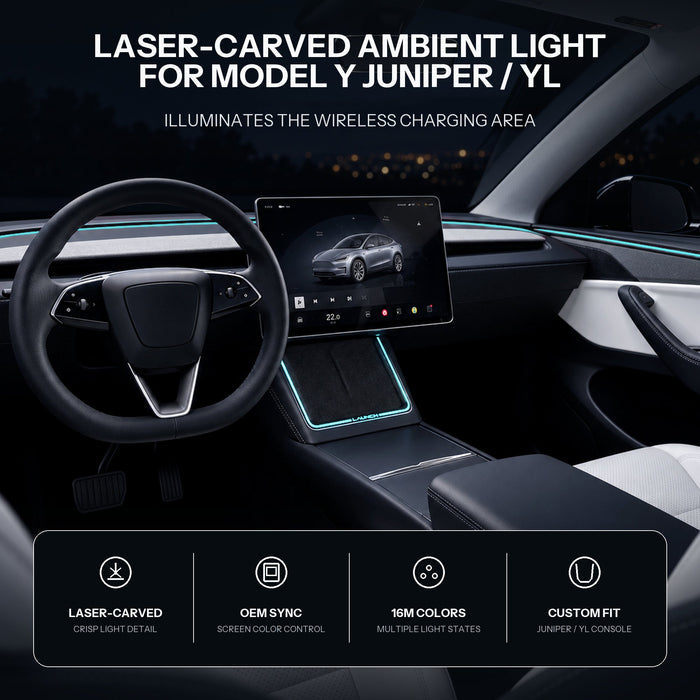 Laser-Carved Ambient Light for Model Y Juniper / YL Wireless Charging Port | TESERY - Tesery Official Store