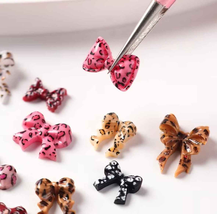 Leopard Bow Nail Charms