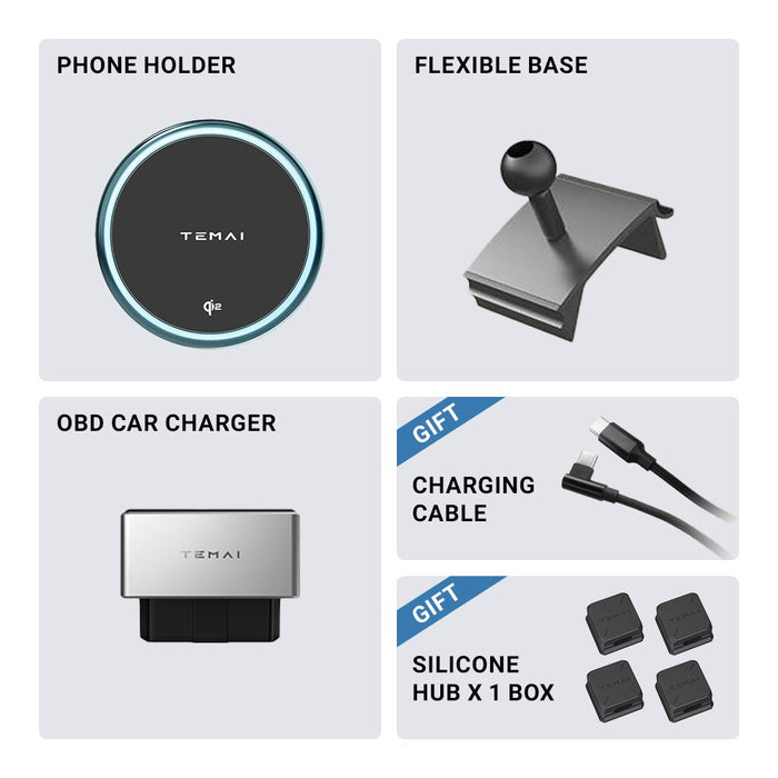 Model 3 2017-2023.10 & Model Y 2020-2025.03 / Flexible Phone Holder + OBD Car Charger