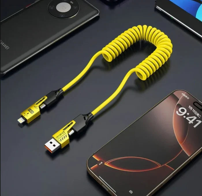 *Member Exclusive Offer* 65W Fast Charging 4-in-1 Spring 1.5m Data Cable - Yellow