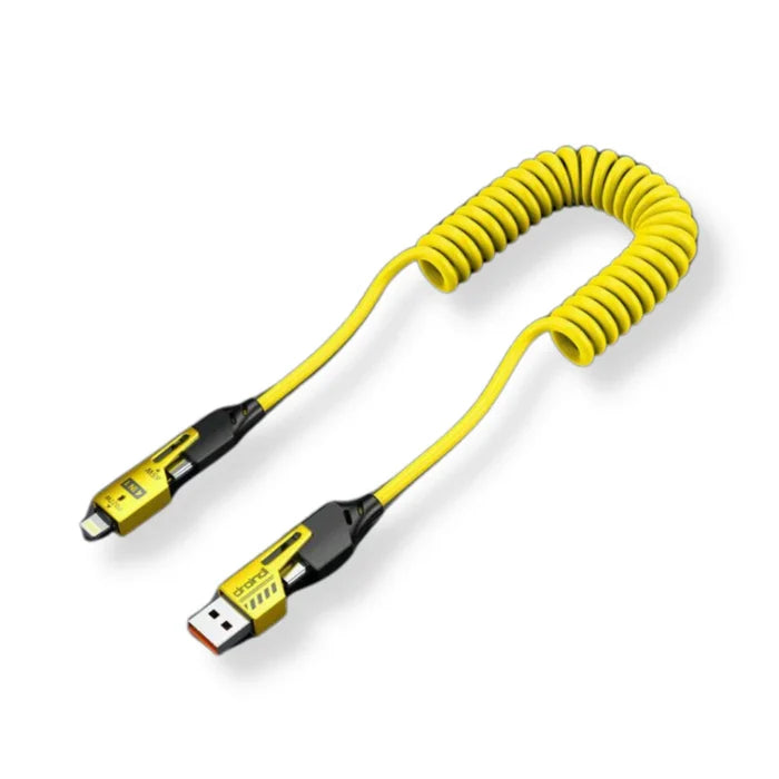 *Member Exclusive Offer* 65W Fast Charging 4-in-1 Spring 1.5m Data Cable - Yellow