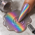Mood Ring Rainbow Cat Eye Gel Polish with magnetic rainbow effect