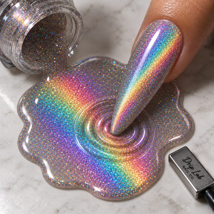 Mood Ring Rainbow Cat Eye Gel Polish with magnetic rainbow effect