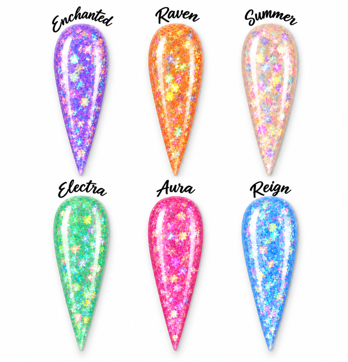 Mystical Dreams Acrylic Nail Powder – 6 Pastel Glitter Shades | Drip Lab