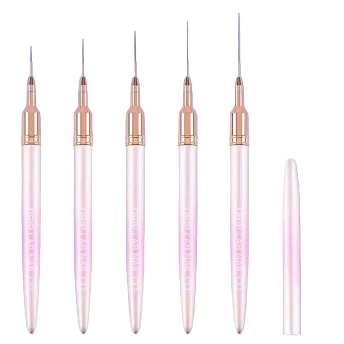 Nail Art Fine Liner Brushes - Pink Pearl Iridescent-Gradient with Copper Gold Tips