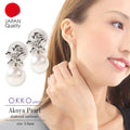 OKKO Akoya Seawater Japan Pearl K18 Gold Flower Earrings - Women Small Ear Stud Diamond Earring