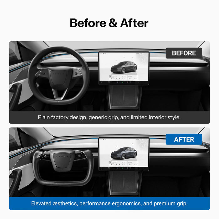 Open-Bottom Yoke Steering Wheel for Model Y Juniper / Model 3 Highland - Tesery Official Store