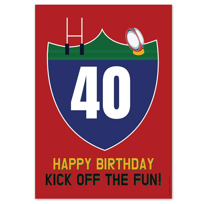 Personalised Milestone Age Rugby Crest Poster - A3