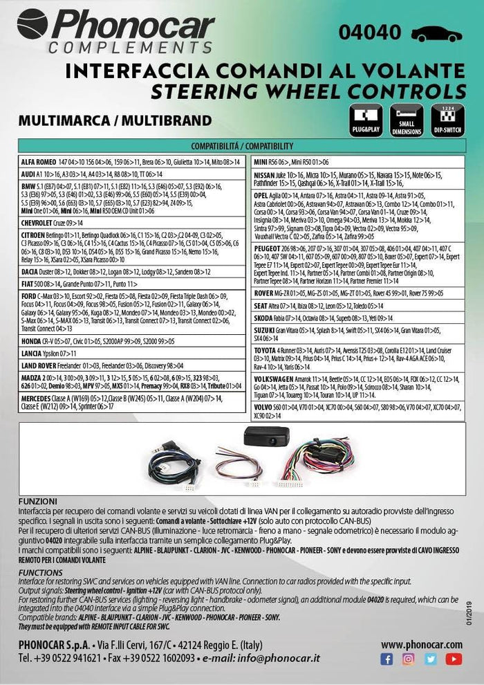 Phonocar 04040 interfaccia comandi volante CANBUS universale - TechSoundSystem.com