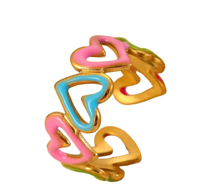 Pink and Blue Heart Ring