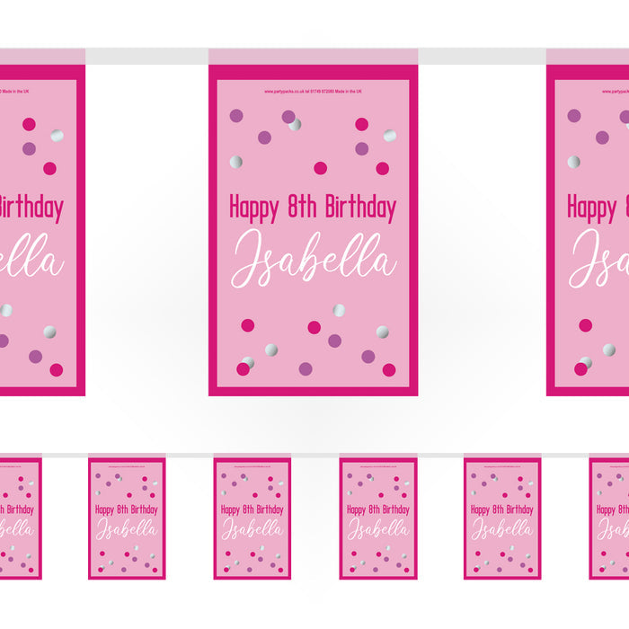 Pink Birthday Glitz Personalised Bunting - 3m