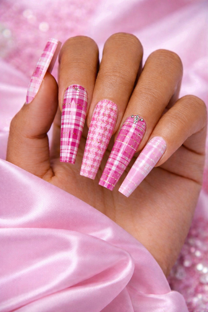 Pink Plaid Diva Nail Foils – 10 Assorted Patterns - Drip Lab Nail Co.