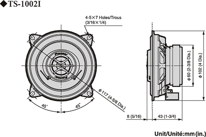 Pioneer TS-1002i Diffusori coassiali a 2 vie da 10cm (120W) per Renault-Opel-VW COPPIA - TechSoundSystem.com