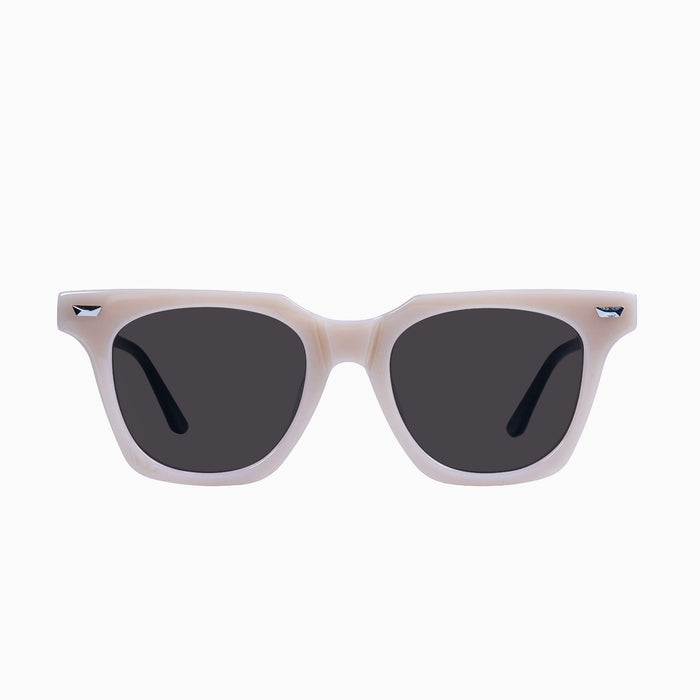 Bone Face w. Black Temples Silver Metal Trim / Black Lens