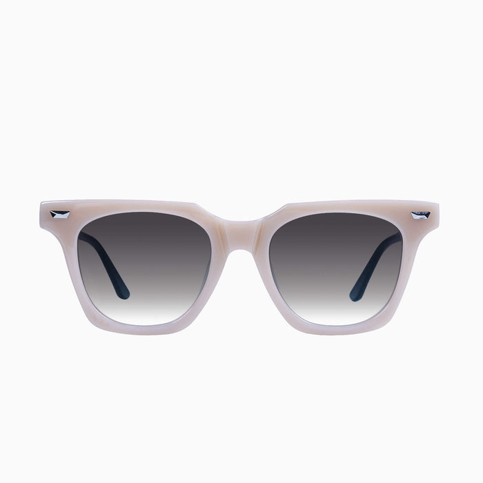 Bone Face w. Black Temples Silver Metal Trim / Black Gradient Lens