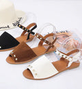 Black fish-mouth flat sandals for women, summer beach shoes