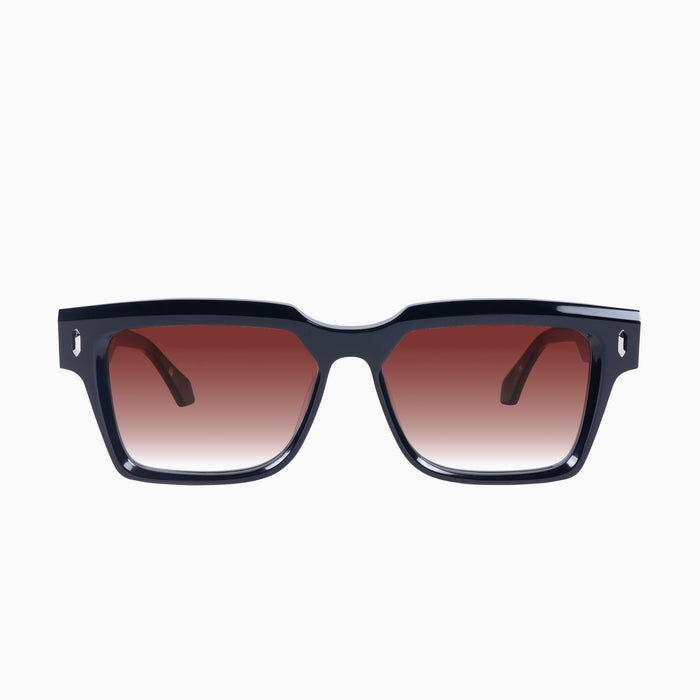 Gloss Black w. Silver Metal / Dark Orange Gradient Lens