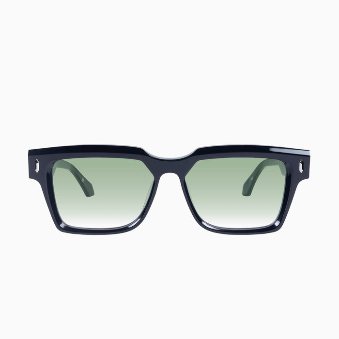 Gloss Black w. Silver Metal / Light Green Gradient Lens