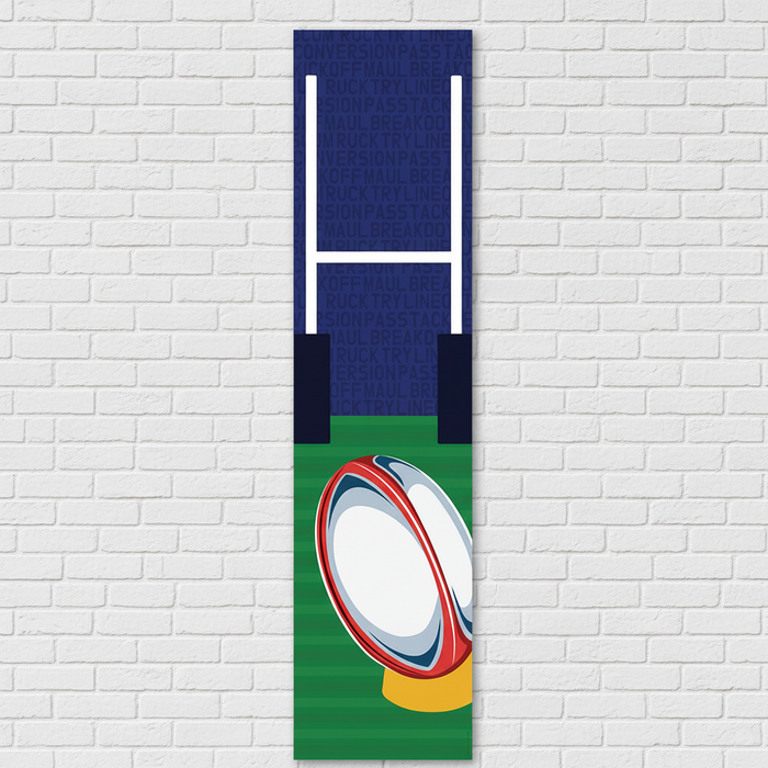Rugby Banner on White Brick Wall