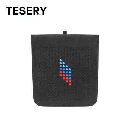 Black weave + three-color label