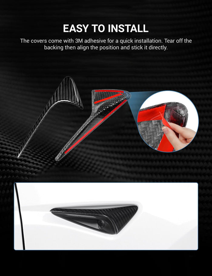 Side Camera Turn Signal Cover for Model 3/S/Y/X - Carbon Fiber Exterior Mods - Tesery Official Store