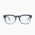 Transparent Grey Fade to Smokey Crystal w. Silver Metal Trim / Clear Blue Blocker Lens