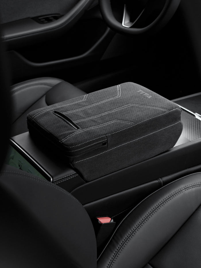 Suede Armrest Cover with Raised Pad & Tissue Box for Model Y Juniper & Model 3 Highland - Tesery Official Store