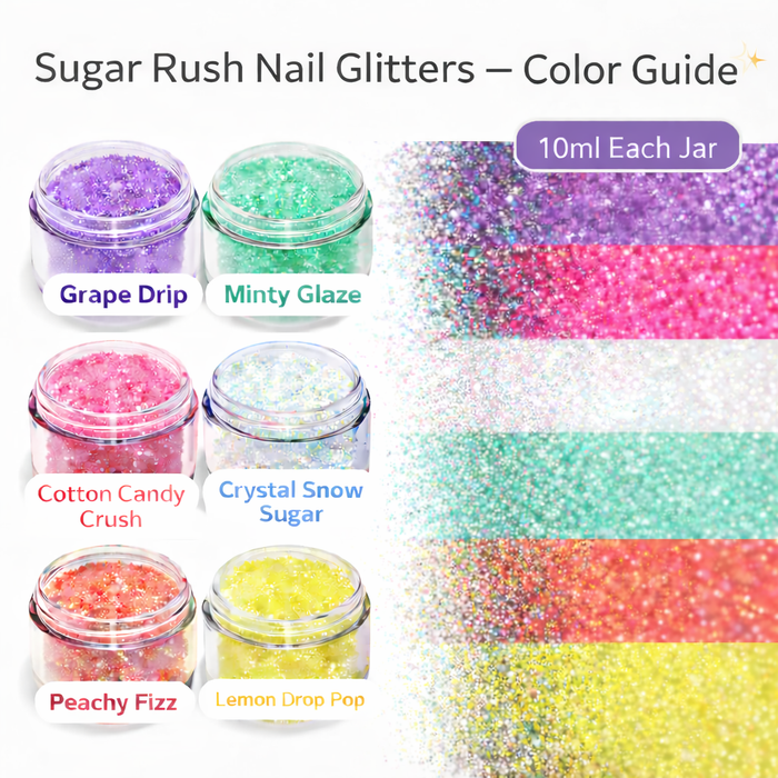 ✨Sugar Rush Sparkle –6-Piece Nail Sugar Glitter Collection✨ - Drip Lab Nail Co.