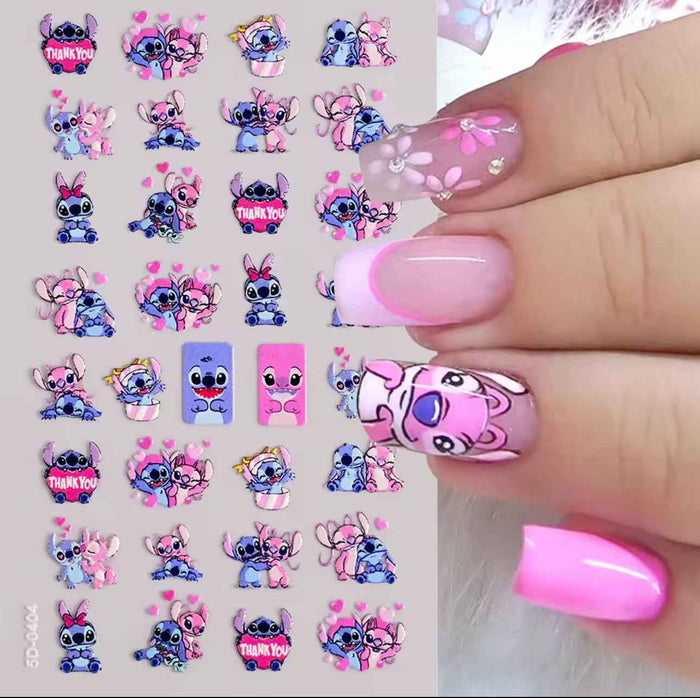 💗 Sweet Stitch & Angel Nail Stickers 💙✨