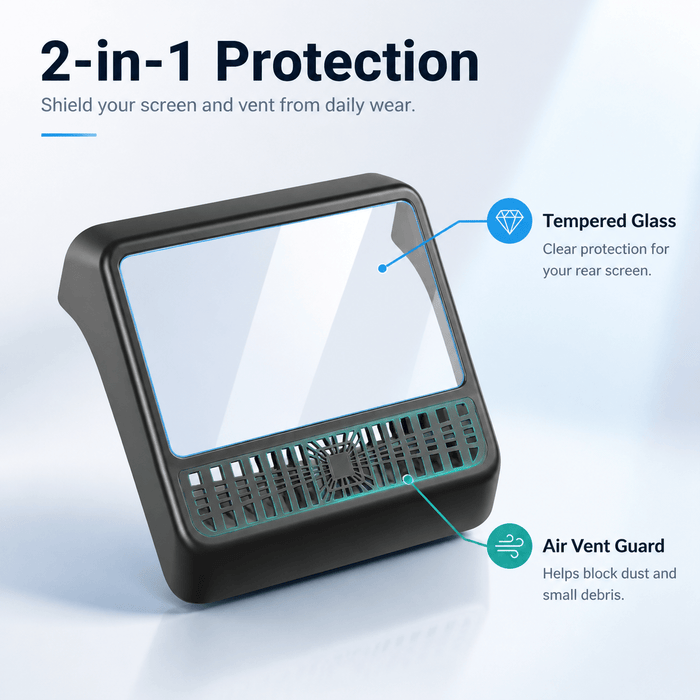 Tempered Glass Rear Screen Protector with Air Vent Cover for Model YL - Tesery Official Store