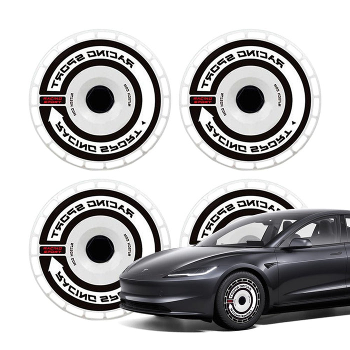 Model Y Juniper (19" Gemini) | 2025+ / White Hubcap | Double Black Racing Rings