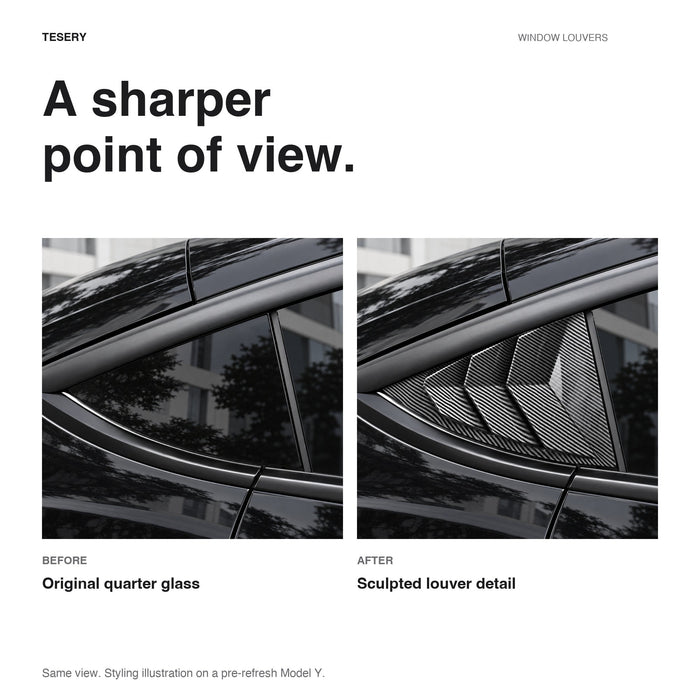 TESERY Rear Side Window Louvers Cover for Model Y | 3 Finishes | 2-Pack - Tesery Official Store