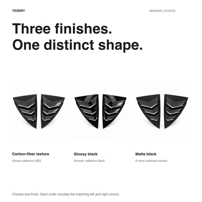TESERY Rear Side Window Louvers Cover for Model Y | 3 Finishes | 2-Pack - Tesery Official Store