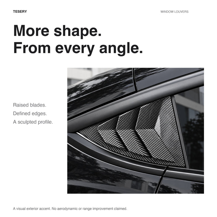 TESERY Rear Side Window Louvers Cover for Model Y | 3 Finishes | 2-Pack - Tesery Official Store