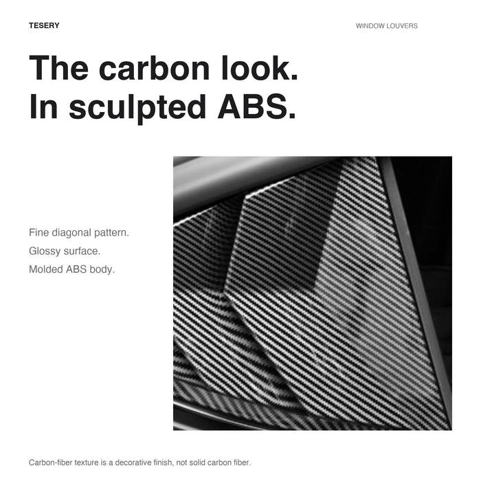TESERY Rear Side Window Louvers Cover for Model Y | 3 Finishes | 2-Pack - Tesery Official Store