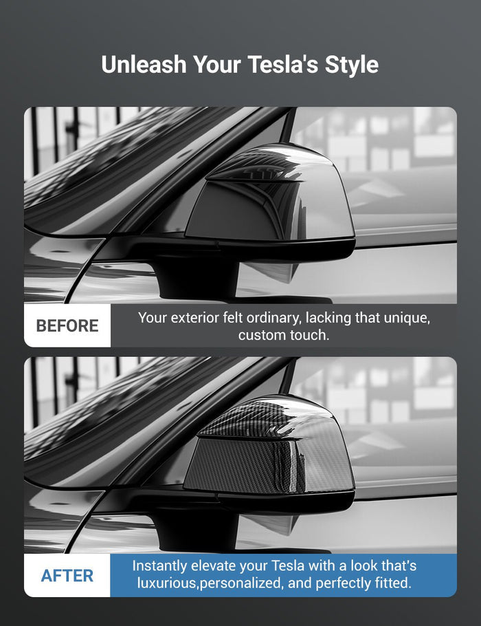 TESERY Side Mirror Cover for Tesla Model Y Juniper ( OEM Style ) - Dry Carbon Fiber Exterior Mods - Tesery Official Store