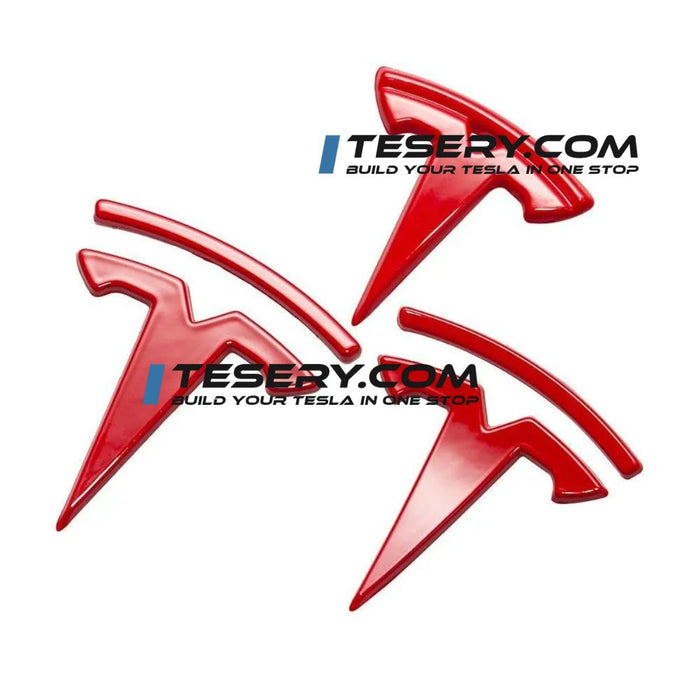 Model 3 2017-2023 / Red / Steering Wheel & Front & Rear Trunk (3 Pcs)