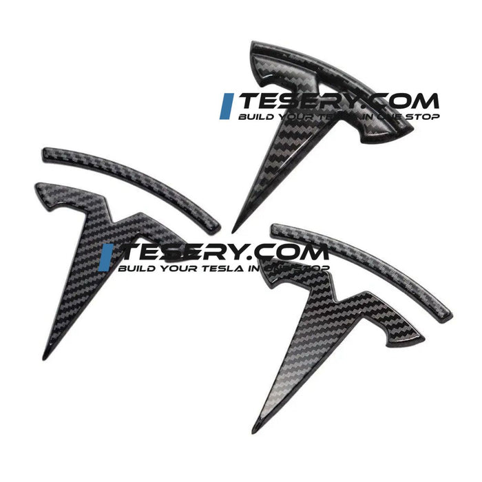 Model 3 2017-2023 / Glossy carbon fiber / Steering Wheel & Front & Rear Trunk (3 Pcs)