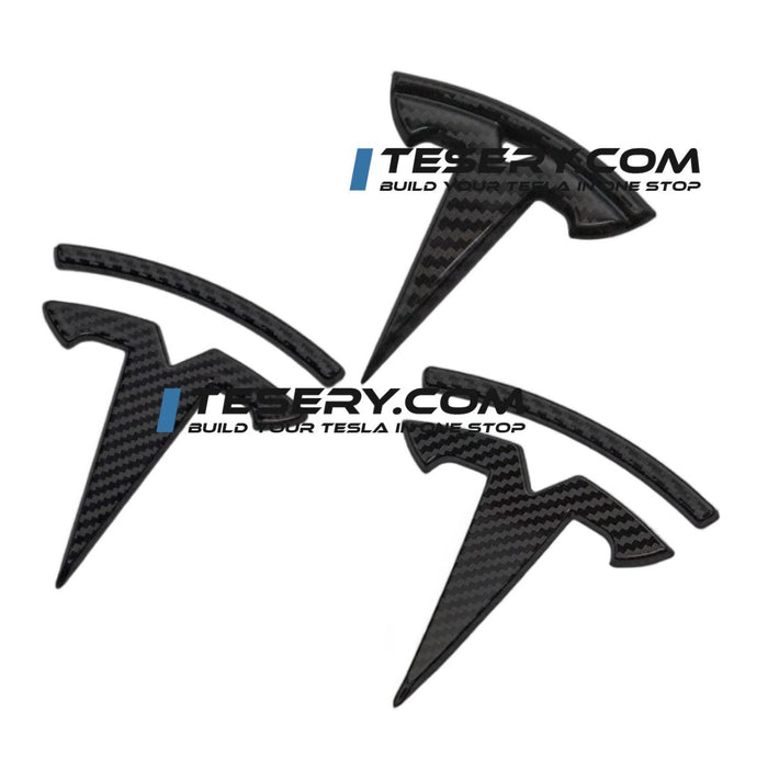 Model 3 2017-2023 / Matte carbon fiber / Steering Wheel & Front & Rear Trunk (3 Pcs)