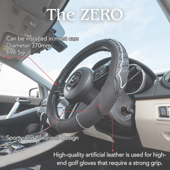 The Zero Premium Leather Car Steering Wheel Cover - Durable, Anti Slip, Skid, Wear Resistant, 37cm