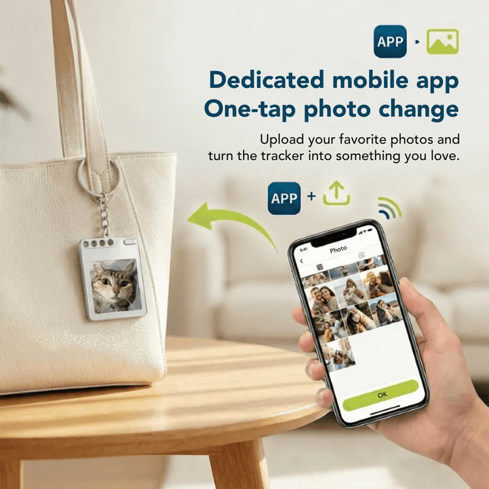 TracePix - Color E-Ink Smart Tracker Card Keychain | One-Tap Photo Swap via App x Global Tracking (iOS Only) *Pre-Order Exclusive Discount*