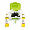 Truffle Dog Training Triple Kit with vacuum-packed fresh black truffle material and white and black truffle-flavoured olive oils