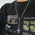 Gold vintage cross pendant necklace, antique finish
