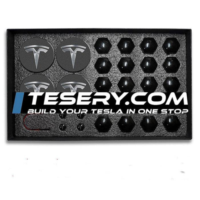 Gray silver wheel cap / bright black screw cap