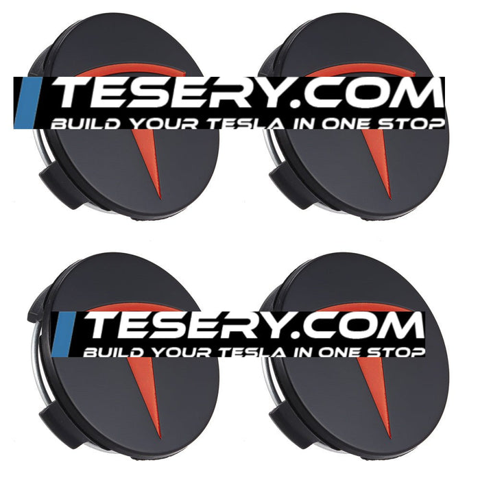 Black and red wheel cap / matte black screw cap